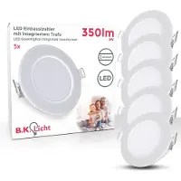 B.K.Licht - LED Inbouwspots - set van 5 - badkamerverlichting - spots - IP65 - 4.000K neutraal wit licht - 350Lm - 3W - Ø8,6 cm