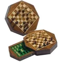 HOT Games Reisschaakcas.8 hoek.magn.Acaci.14,5x3cm.