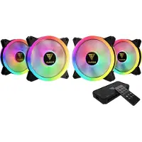 Gamdias 4x 120mm PC Ventilator Fans met aRGB LED verlichting SET met 8-Fan HUB en Afstandsbediening / Computer 4-Fan Pack with HUB and Remote Controller - Addressable RGB Daisy Chain - Aeolus M2-1204R
