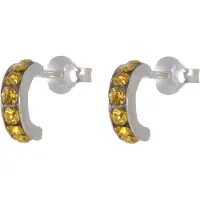 Behave – Oorbellen – 925 Sterling Zilveren Kleine Oorring met Licht Bruine Kristal steentjes