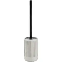 Zeller Toiletborstel in houder - keramiek - lichtgrijs - cement look - rond - 10 x 42 cm - Toiletborstels