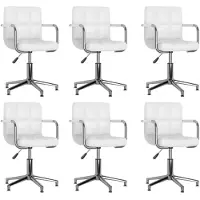vidaXL Eetkamerstoelen draaibaar 6 st kunstleer wit