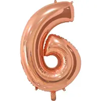 We Fiesta Folieballon 26" Cijfer Rosé Goud 6 - Leeftijd Folie Ballon Verjaardag Feestje