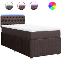 vidaXL Boxspring met matras stof donkerbruin 90x190 cm