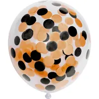 We Fiesta 6 Papier Confetti ballonnen 12″ oranje / zwart - Versiering Feestdecoratie Decoratie Verjaardag Jubileum Thema Feest Ballon