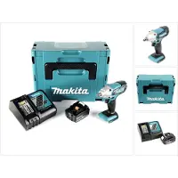 Makita Boormachine + slagboor, DTW 190 RT1J Accu-slagmoersleutel 18V 190Nm + 1x accu 5,0Ah + snellader in Makpac 2 (Oplaadbare batterij)