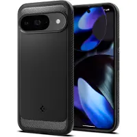Spigen Rugged Armor Hoesje Geschikt voor Google Pixel 9 / 9 Pro - Back Cover met Air Cushion - Carbon - Matte - Zwart