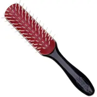 Denman D31 borstel medium 7-rij Freeflow zwart/rood/wit
