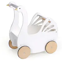 Tender Leaf Toys - Zoete Zwanen Kinderwagen - Houten Zwanenpoppenwagen