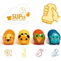 Djeco Zuigerset - 4-pack - Safari Animals - - OneSize - Knutselpakket