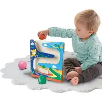 SES Creative - Tiny Talents - Houten ballenbaan krokodil – educatief speelgoed - met drie grote bedrukte ballen – vanaf 6 maanden