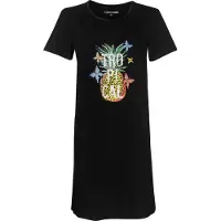 Temptation Dames Nachthemd - Bigshirt - Tropical Tekst - Zwart - Maat S