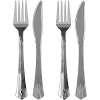 Urban Living BBQ/verjaardag/camping bestek - 40 personen - stevig kunststof - 17 cm - zilverkleurig