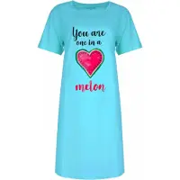Temptation Dames Nachthemd - Bigshirt - Katoen - Turquoise - Maat M