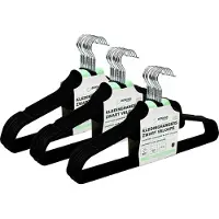 Benson Kledinghangers set - 30x stuks - zwart velours - kunststof - 44.5 cm - kledingkast hangers/kleerhangers