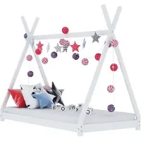 vidaXL Kinderbedframe massief grenenhout wit 80x160 cm