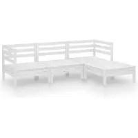 vidaXL 4-delige Loungeset massief grenenhout wit