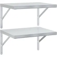 vidaXL Wandschappen 2 st 50x40 cm roestvrijstaal zilverkleurig