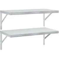 vidaXL Wandschappen 2 st 75x40 cm roestvrijstaal zilverkleurig