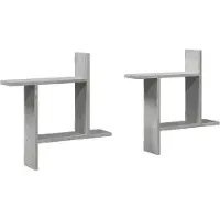 vidaXL Wandschappen 2 st 50x12x50 cm bewerkt hout betongrijs
