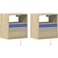 vidaXL Tv-wandmeubels met LED 2 st 41x31x45 cm sonoma eikenkleurig