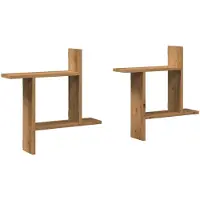 vidaXL Wandschappen 2 st 50x12x50 cm bewerkt hout artisanaal eiken