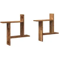 vidaXL Wandschappen 2 st 50x12x50 cm bewerkt hout oud houtkleurig