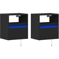 vidaXL Tv-wandmeubels met LED-verlichting 2 st 41x31x45 cm zwart