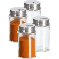 Zeller Kruidenpotje/strooier - 4x - glas/metaal - met strooihulpstuk - 90 ml - 5 x 8,5 cm