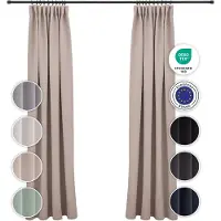 Blumtal Verduisteringsgordijn - Verduisterend Gordijn - Wasbaar - 140 x 175 cm - Taupe - Geplooid - Set van 2