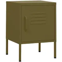 vidaXL Nachtkastjes 2 st 35x35x51 cm staal olijfgroen