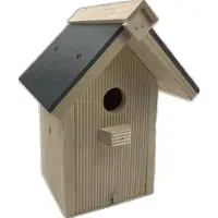 Garden Spirit Vogelhuisje Vlonderhout - Stenen Puntdak- Nestkastje - - Houtkleur - BH