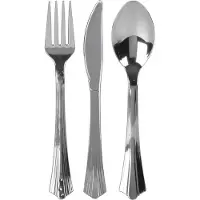 Urban Living BBQ/verjaardag/camping bestek - 24 personen - stevig kunststof - 17 cm - zilverkleurig