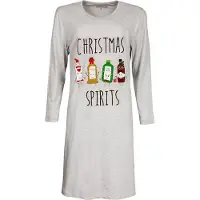 Temptation Dames Nachthemd - Lange Mouwen - Kerst - Grijs - Maat S
