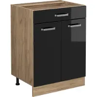 Vicco R-Line Keukenonderkast – 60 cm met lade, zonder werkblad Zwart hoogglans