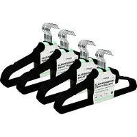 Benson Kledinghangers set - 40x stuks - zwart velours - kunststof - 44.5 cm - kledingkast hangers/kleerhangers
