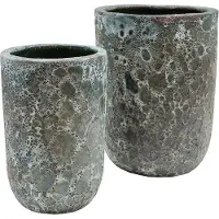 Vase the World Bloempot Fuji | Relic Jade | Set van 2 | Handgemaakt | Ø36/26 x H45/35 cm