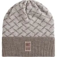 Knit Factory Dusk Gebreide Muts voor Heren & Dames - Beanie hat - Warme bruin & grijs geruite wintermuts - Marron/Iced Clay - Unisex - One Size
