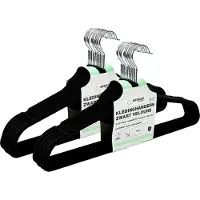Benson Kledinghangers set - 20x stuks - zwart velours - kunststof - 44.5 cm - kledingkast hangers/kleerhangers