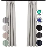 Blumtal Verduisteringsgordijn - Verduisterend Gordijn - Wasbaar - 140 x 145 cm - Lichtgrijs - Geplooid - Set van 2