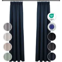 Blumtal Verduisteringsgordijn - Verduisterend Gordijn - Wasbaar - 140 x 225 cm - Donkerblauw - Geplooid - Set van 2