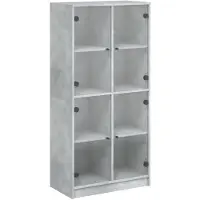 vidaXL Hoge kast met deuren 68x37x142 cm bewerkt hout betongrijs
