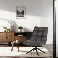 Dimehouse Industriële draaifauteuil antraciet eco-leer 360° draaibaar Yuki - Leer - Industrieel