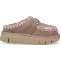 Mou Mouvoor vrouwen. MU.FW531001A Bounce klompen leren klomp met metalen logo , taupe (37), Leer, 3 tot 5 cm, Geen, Casual