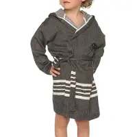 Lalay Hamam badjas Sun kids black van Lalay - korte badjas met capuchon (maat S t/m XXL) (10+ kleuren)