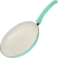Coock Koekenpan Inductie - 1500ml - Speciale Anti-Aanbak Coating - Koekenpannen met Ergonomische Koudgrepen - Gerecycled Aluminium - Turquoise/Wit - Inclusief E-book