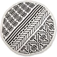 Intratuin Strandlaken Roundie Zwart / Wit D 150 Cm