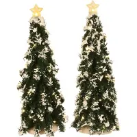 Luville Besneeuwde naaldboom met lampjes | 2x AA | 9 x 25 cm | 2 stuks