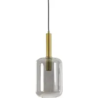 Light & Living Glazen hanglamp Lekar 1x E27 - messing en smoke glas