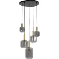 Light & Living Vide hanglamp Lekar 5x E27 - messing met smoke glas